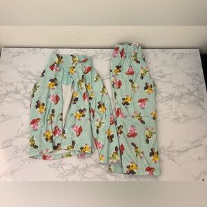 Disney Princess 2 Piece Fleece Pajama Set Girls Sz 6 Green Button Ariel Belle